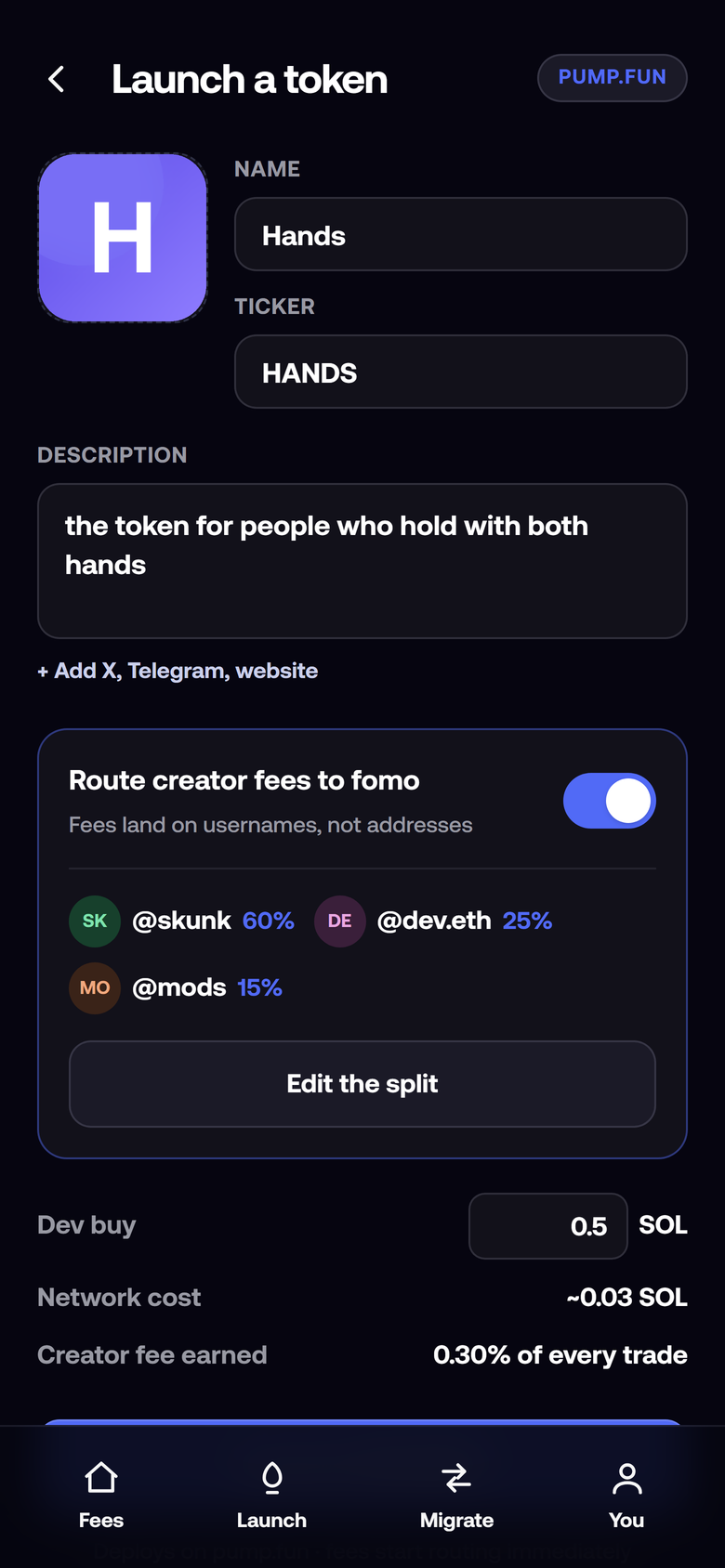 Launch a token on pump.fun